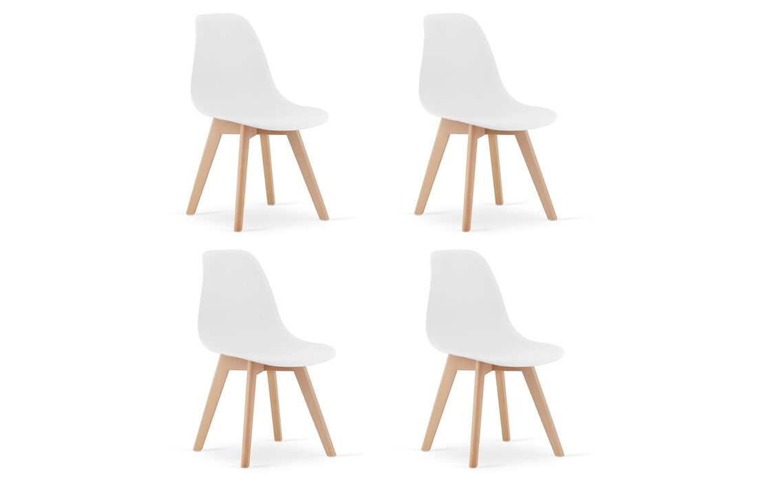 Eetstoelen houten poten - Set van 4 - Wit - Scandinavisch design