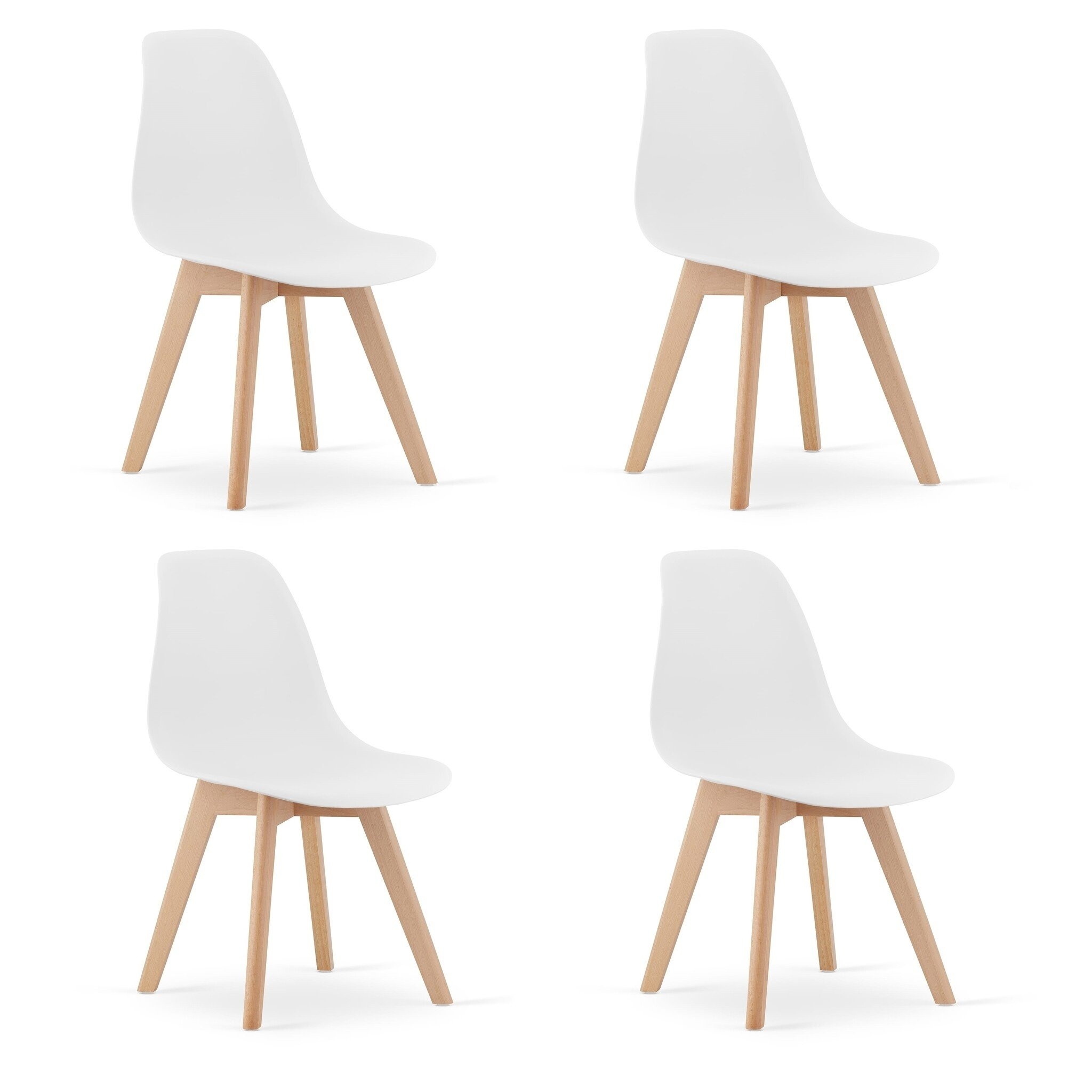 Eetstoelen houten poten - Set van 4 - Wit - Scandinavisch design