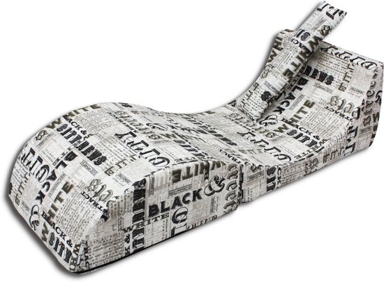 Zitzak fauteuil Gazelle wit/zwart | Opvouwbaar & Comfortabel (150x60x40cm)