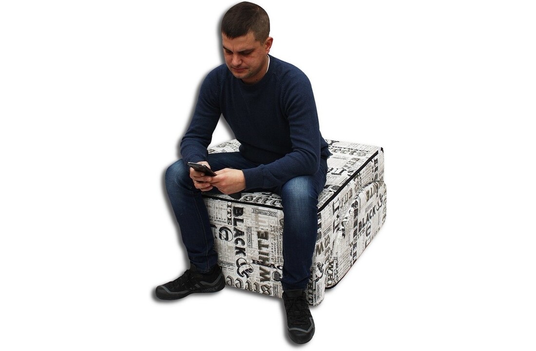 Zitzak fauteuil Gazelle wit/zwart | Opvouwbaar & Comfortabel (150x60x40cm)