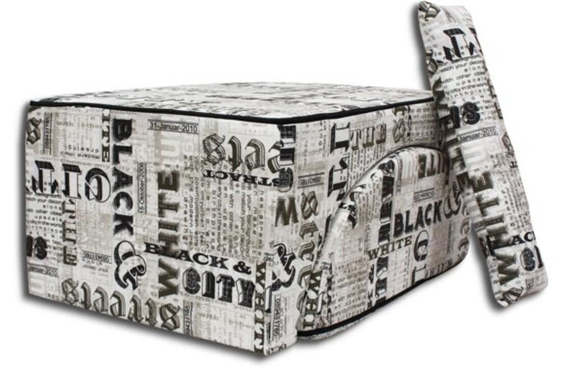 Relax stoel zitzak Gazelle Wit/Zwart 150x60x40cm Katoen