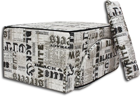 Relax stoel zitzak Gazelle Wit/Zwart 150x60x40cm Katoen