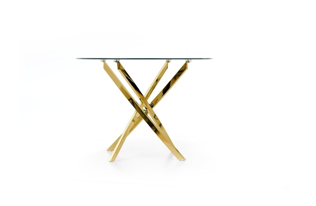 Ronde eettafel goud | 100 cm | Glas & Metaal | Modern