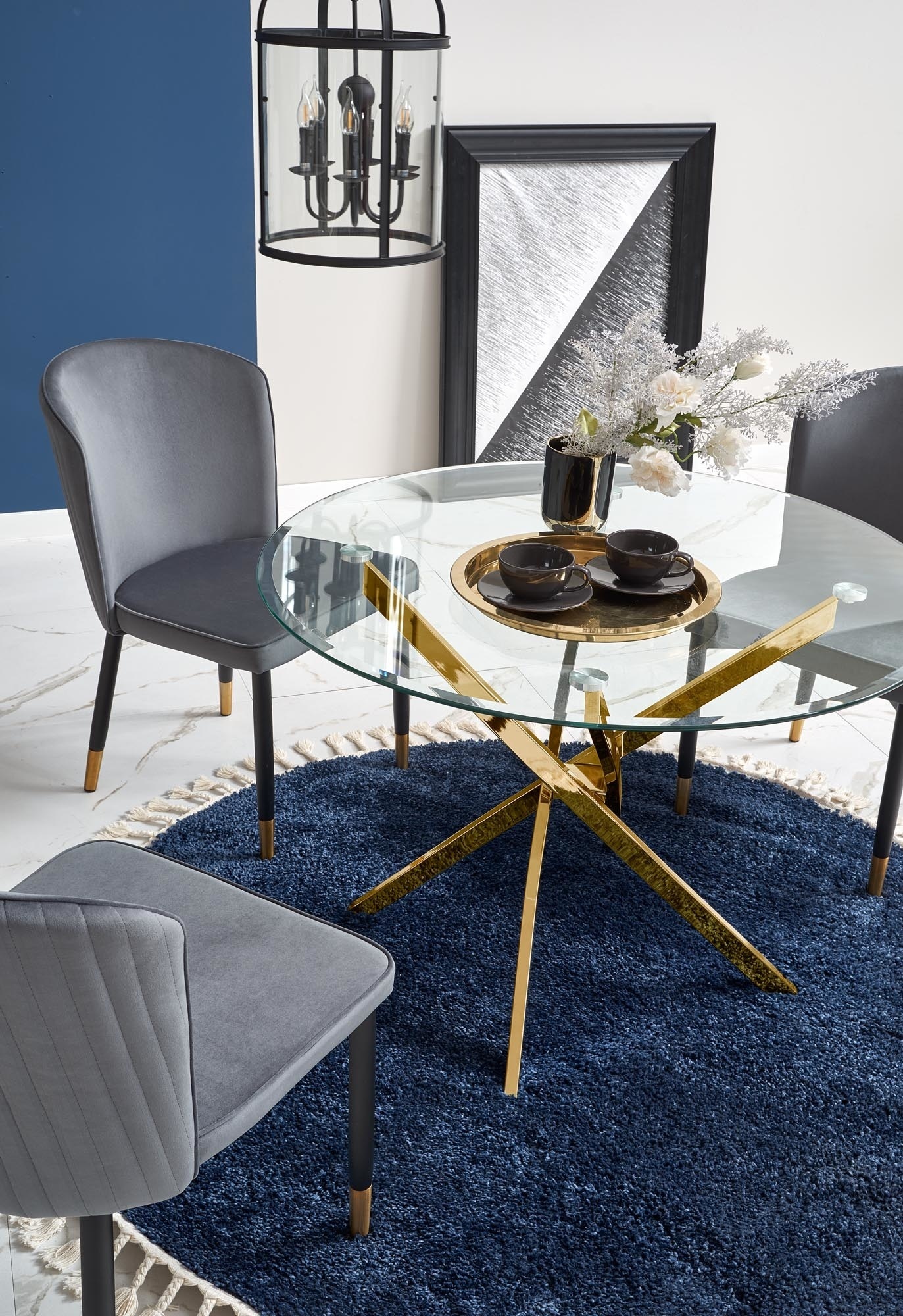 Ronde eettafel goud | 100 cm | Glas & Metaal | Modern