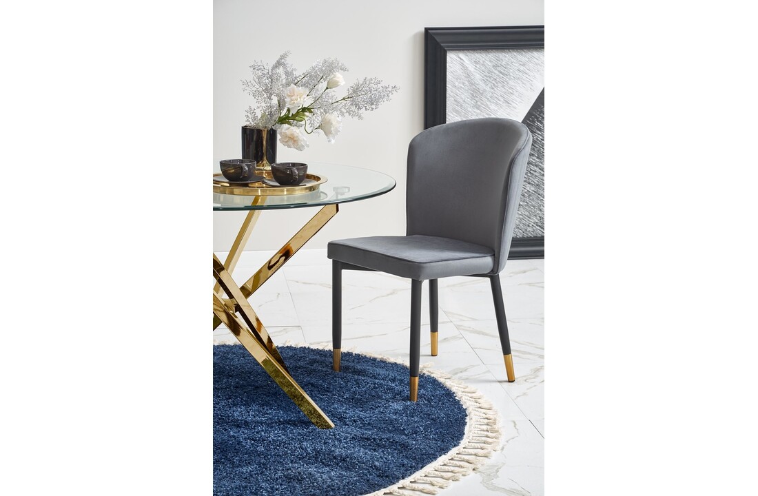 Glazen eettafel rond - 100 cm - goud metaal - 4 personen