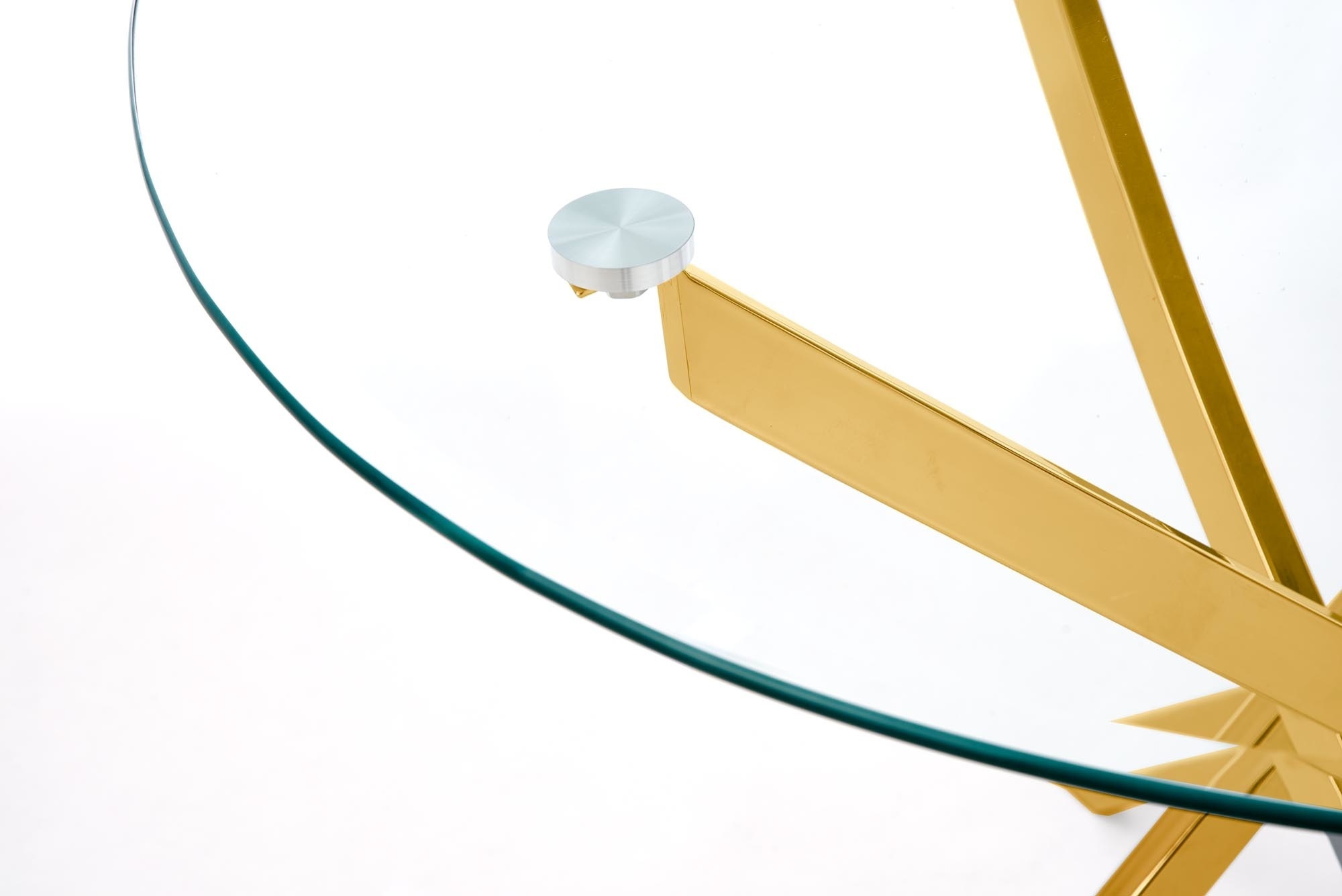 Design eettafel goud rond 100cm glas metaal