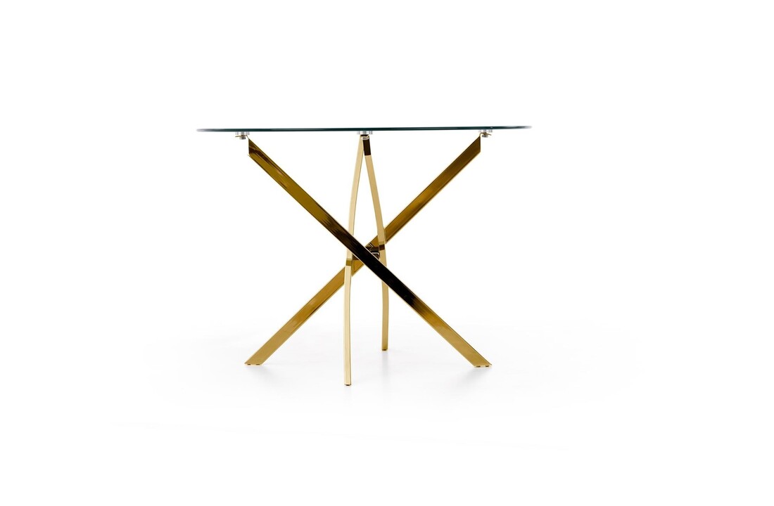 Design eettafel goud rond 100cm glas metaal