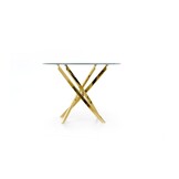 Design eettafel goud rond 100cm glas metaal