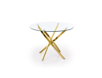 Design eettafel goud rond 100cm glas metaal