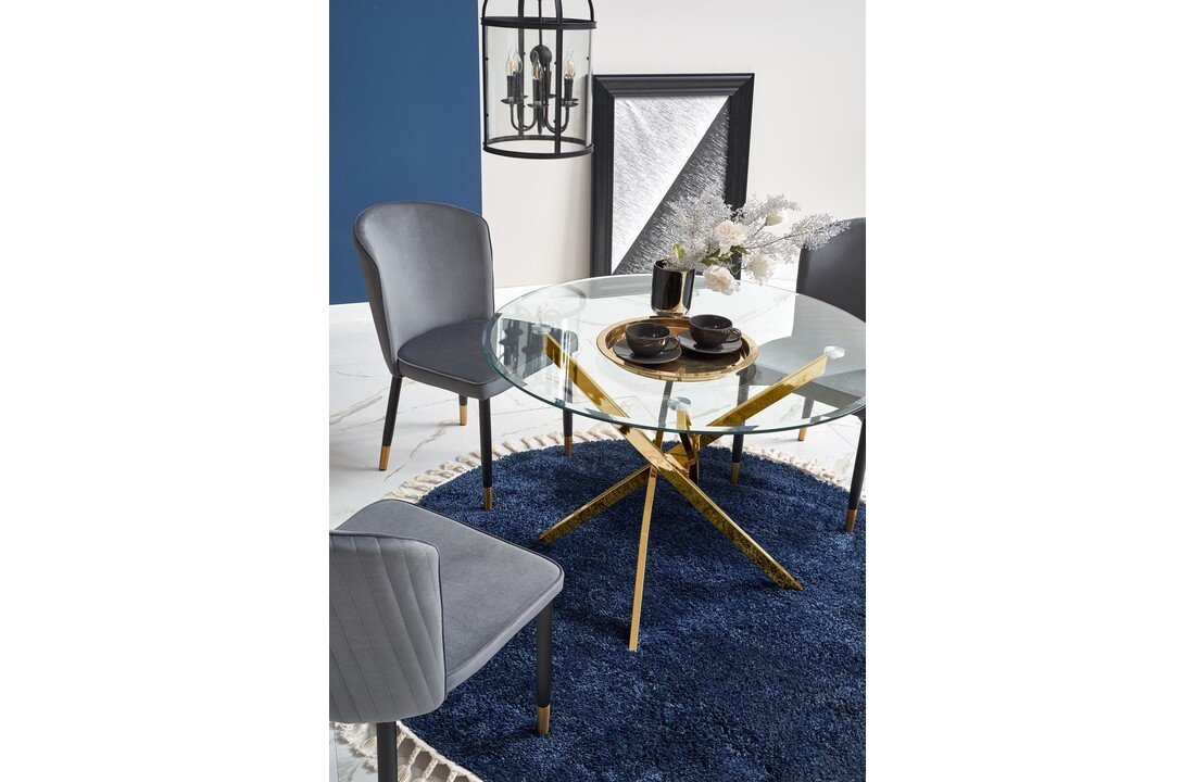 Design eettafel goud rond 100cm glas metaal