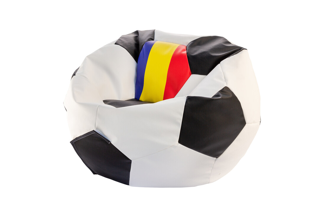 Voetbal zitzak Roemenië - EURO 2024 - Ø 90cm - Eco-leer - Blauw/Geel/Rood