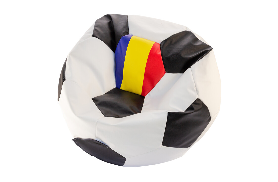 Zitzak voetbal EURO 2024 - Roemenië - Ø 90 cm - Eco-leer - Blauw/Geel/Rood