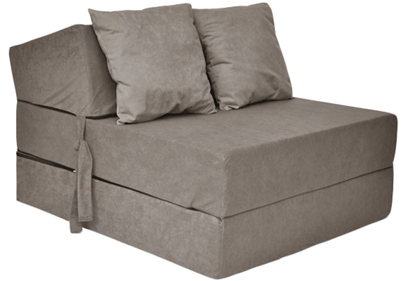 Slaapbank grijs - Opvouwbaar matras 70x200x15cm met kussens