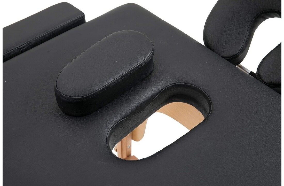 Inklapbare massagetafel - Zwart, 185x70cm, Hout, 3 secties