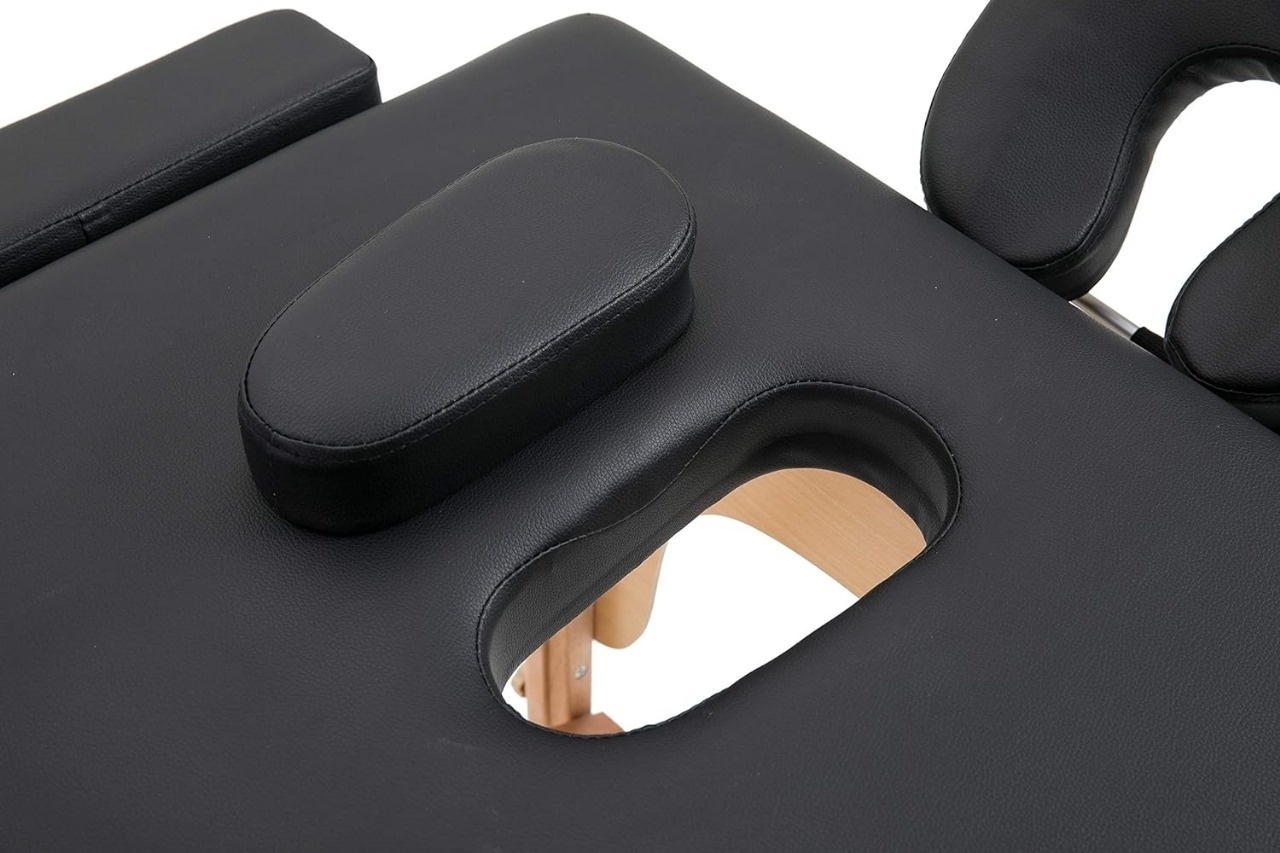 Inklapbare massagetafel - Zwart, 185x70cm, Hout, 3 secties