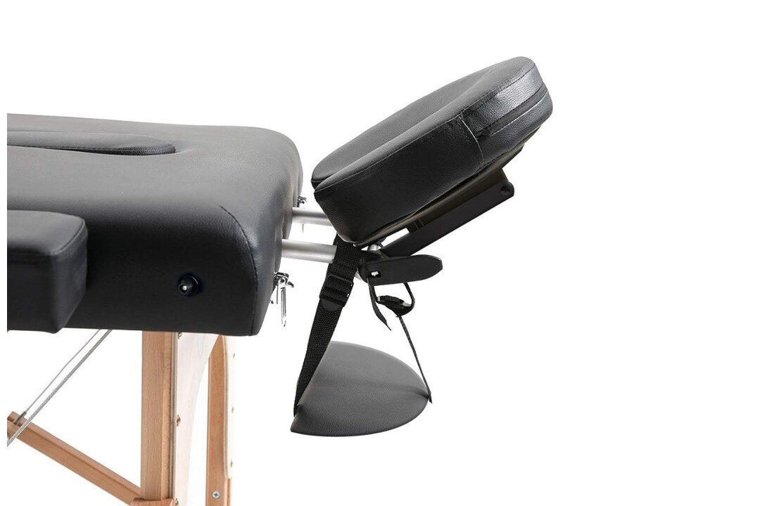 Inklapbare massagetafel - Zwart, 185x70cm, Hout, 3 secties