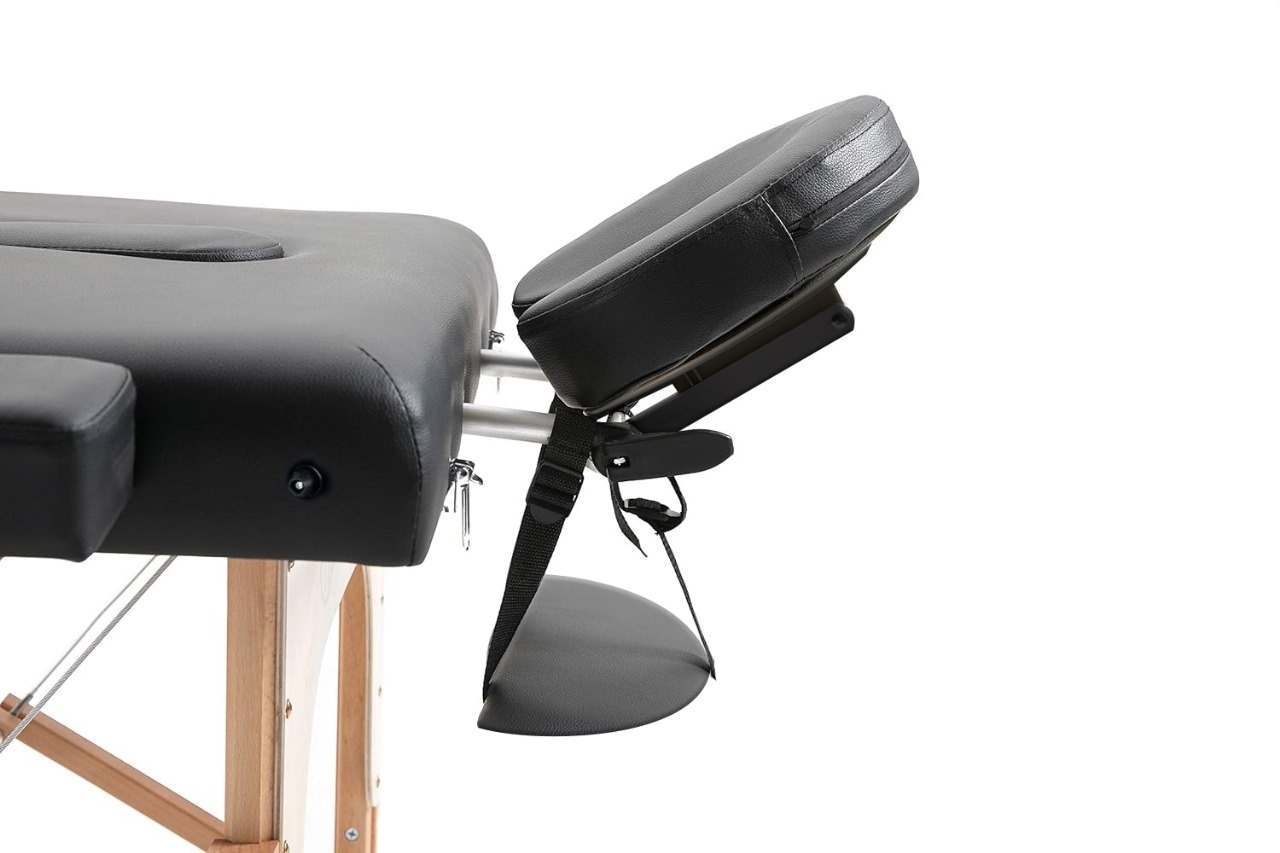 Inklapbare massagetafel - Zwart, 185x70cm, Hout, 3 secties