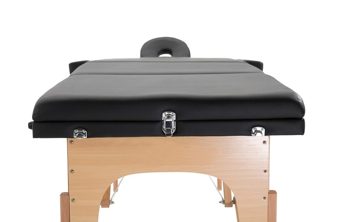 Draagbare massagetafel - 185x70cm Zwart Houten Frame