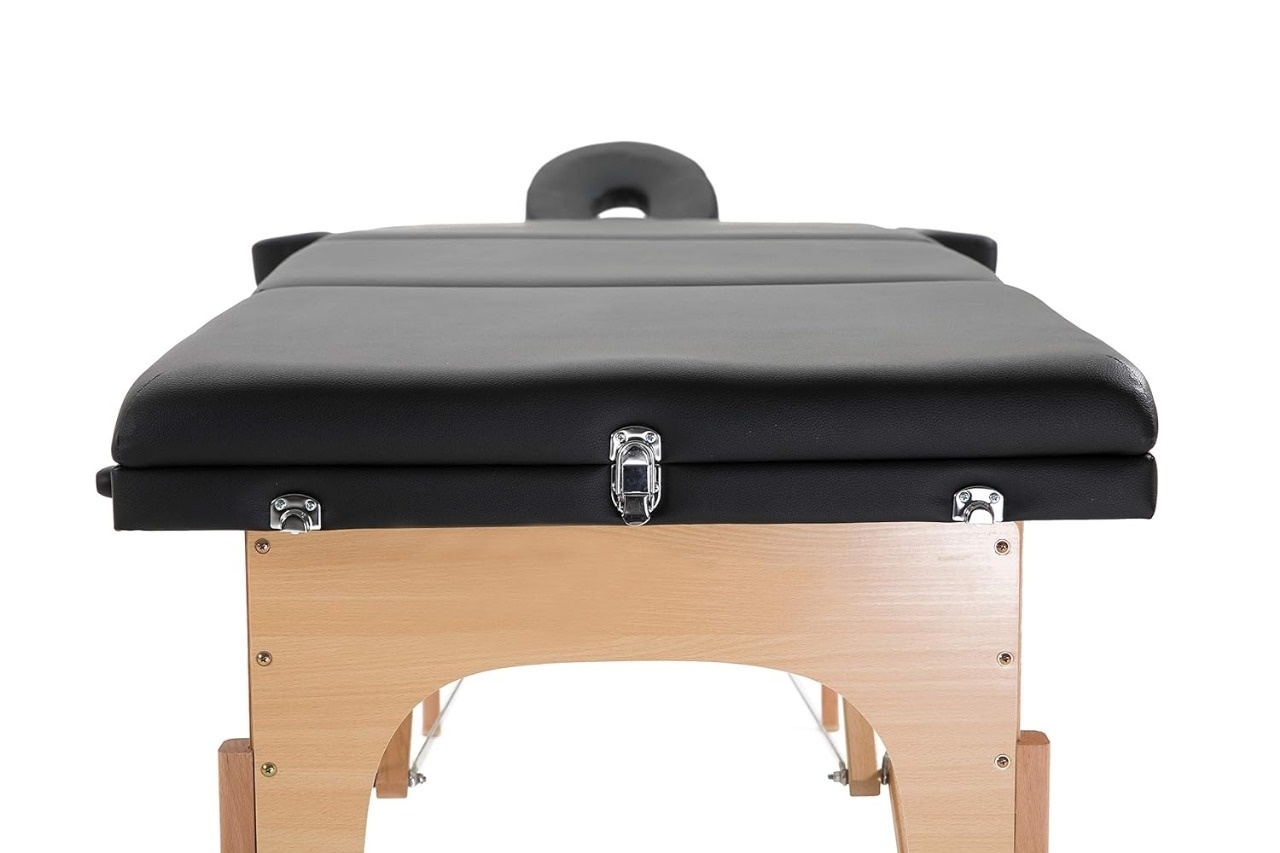 Draagbare massagetafel - 185x70cm Zwart Houten Frame
