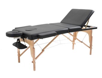 Draagbare massagetafel - 185x70cm Zwart Houten Frame
