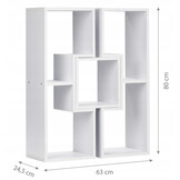 Open vakkenkast wit 63x25x80 cm MDF - Modulaire boekenkast