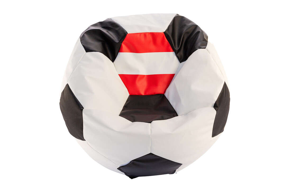 Zitzak voetbal ø90cm - Oostenrijkse vlag - Zwart/Wit/Rood - Eco-leer
