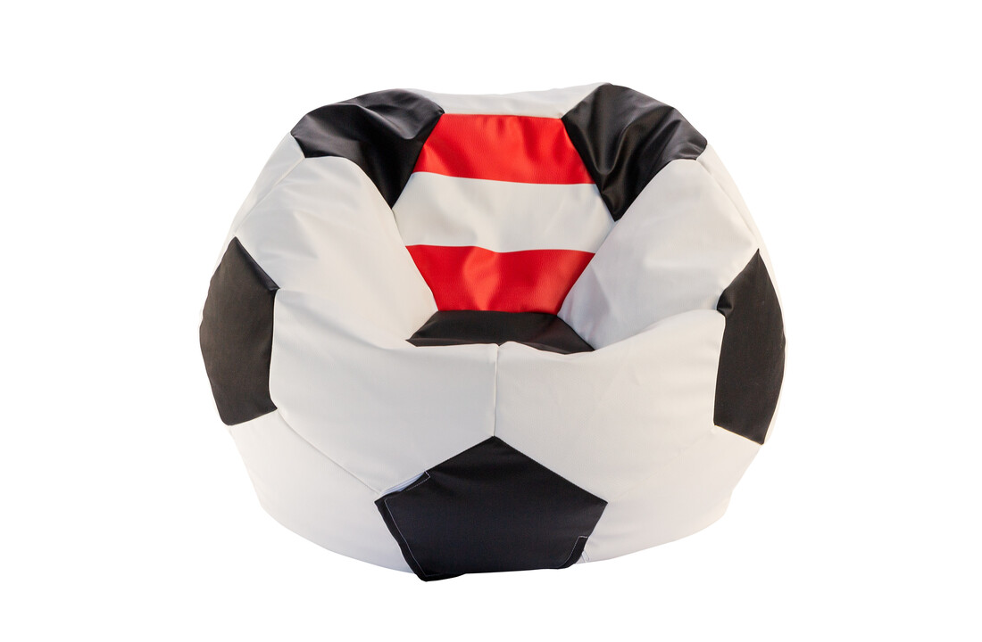 Zitzak voetbal ø90cm - Oostenrijkse vlag - Zwart/Wit/Rood - Eco-leer