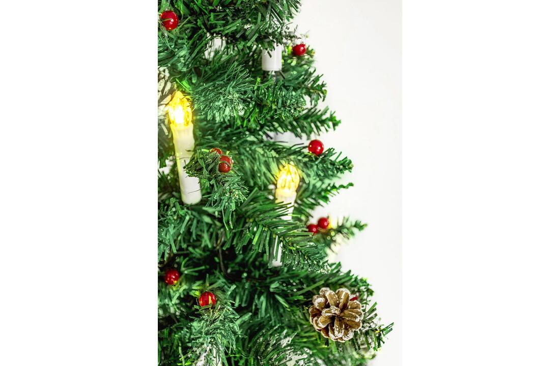 Kerstboom met sneeuw 220cm - Kunstboom met houten stam Groen