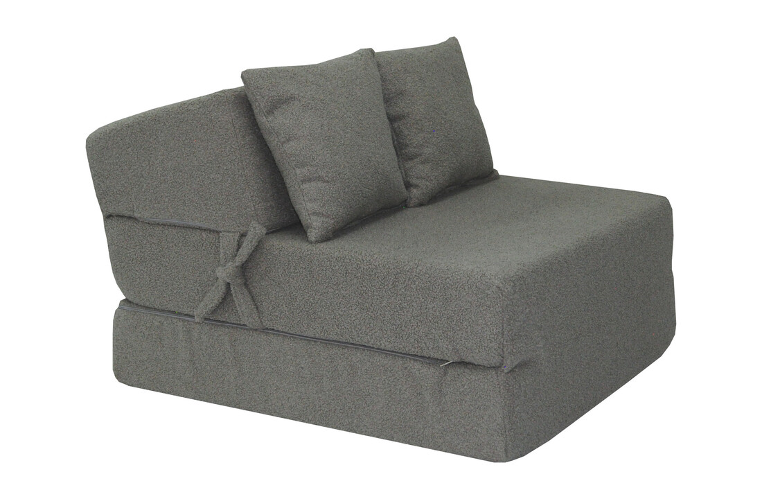 Logeermatras opvouwbaar - Grijs Bouclé - 200x70x15cm