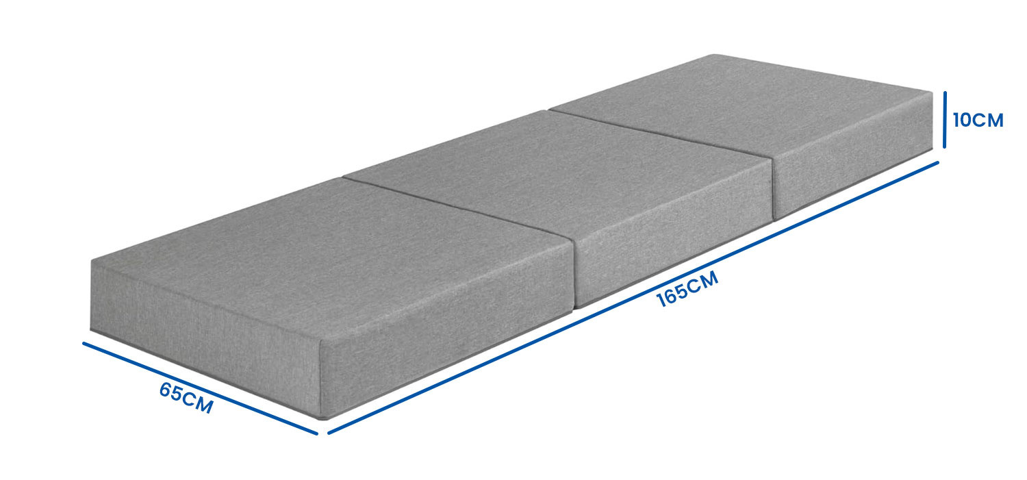 Opklapmatras grijs, 195x65x10cm, schuim, comfortabel logeermatras