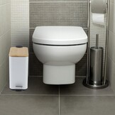 Pedaalemmer badkamer wit | 5L | Staal & Bamboe | Modern Mat