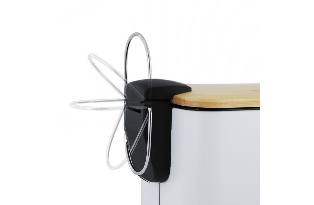 Pedaalemmer badkamer wit | 5L | Staal & Bamboe | Modern Mat