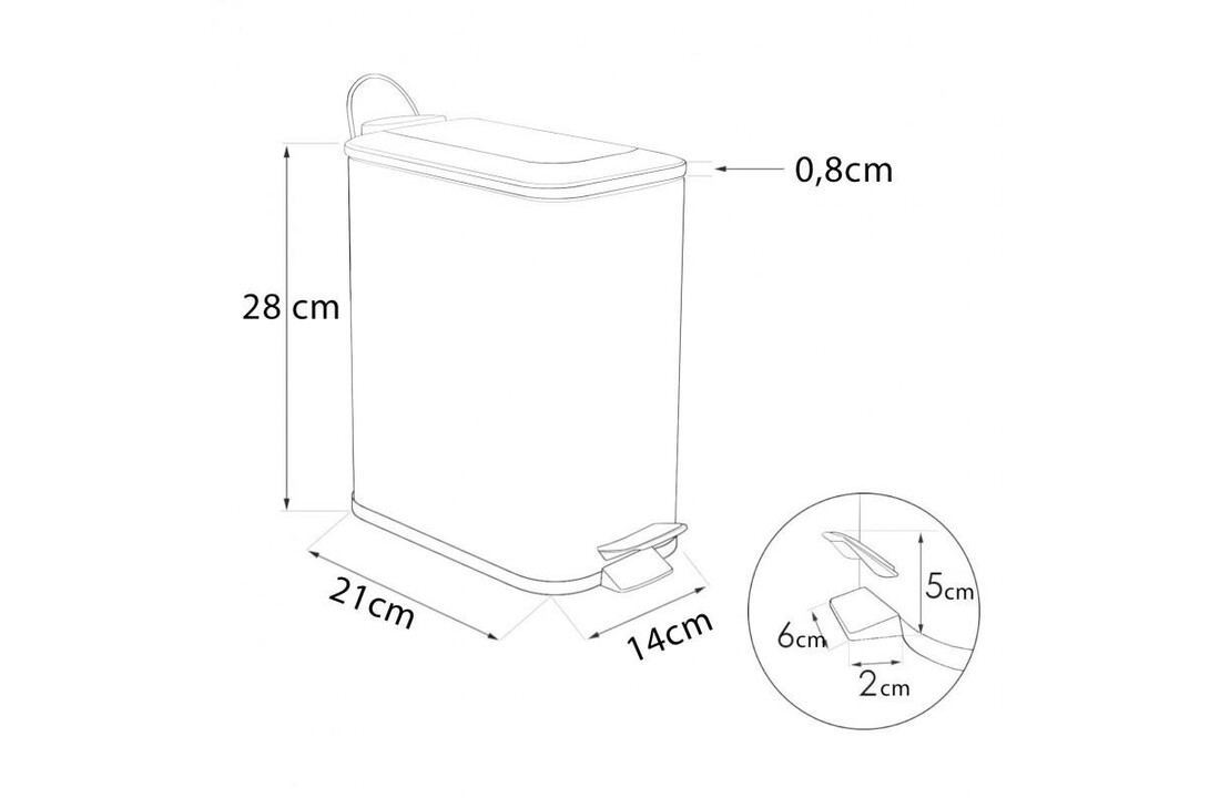 Prullenbak bamboe deksel 5 liter wit staal modern