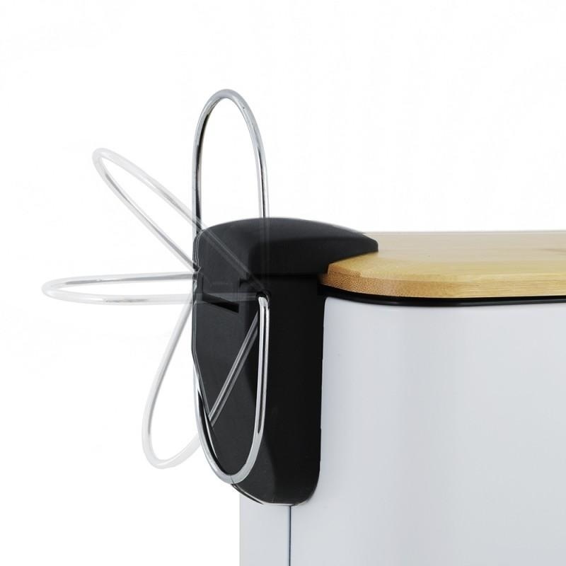 Kleine pedaalemmer 5 liter - Wit bamboe, metaal - 21x14x28 cm