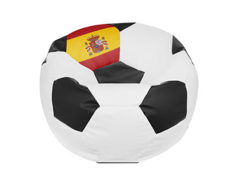 Zitzak voetbal Spanje - Rond, Ø 90 cm, Eco-leer, Geel/Rood/Wit