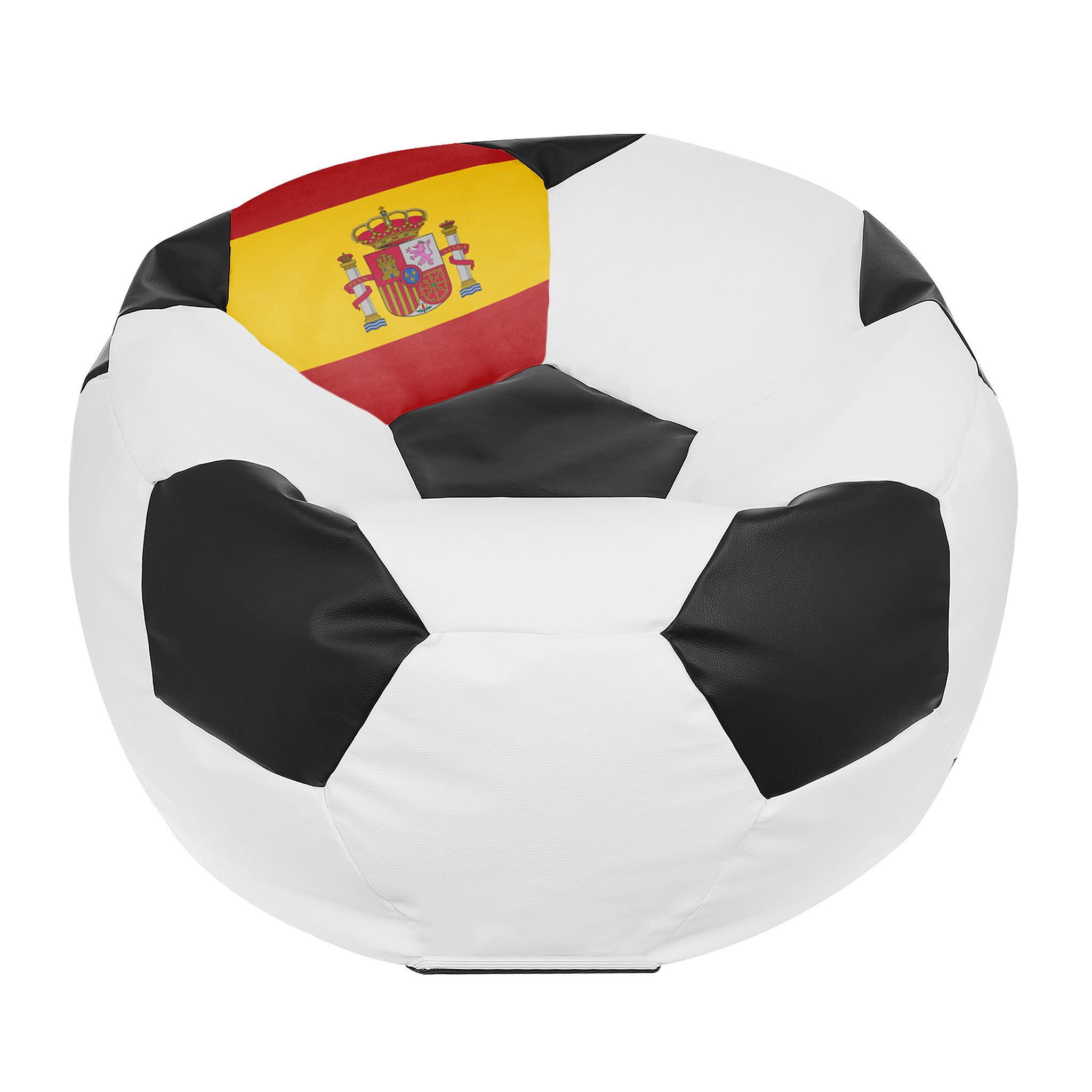 Zitzak voetbal Spanje - Rond, Ø 90 cm, Eco-leer, Geel/Rood/Wit