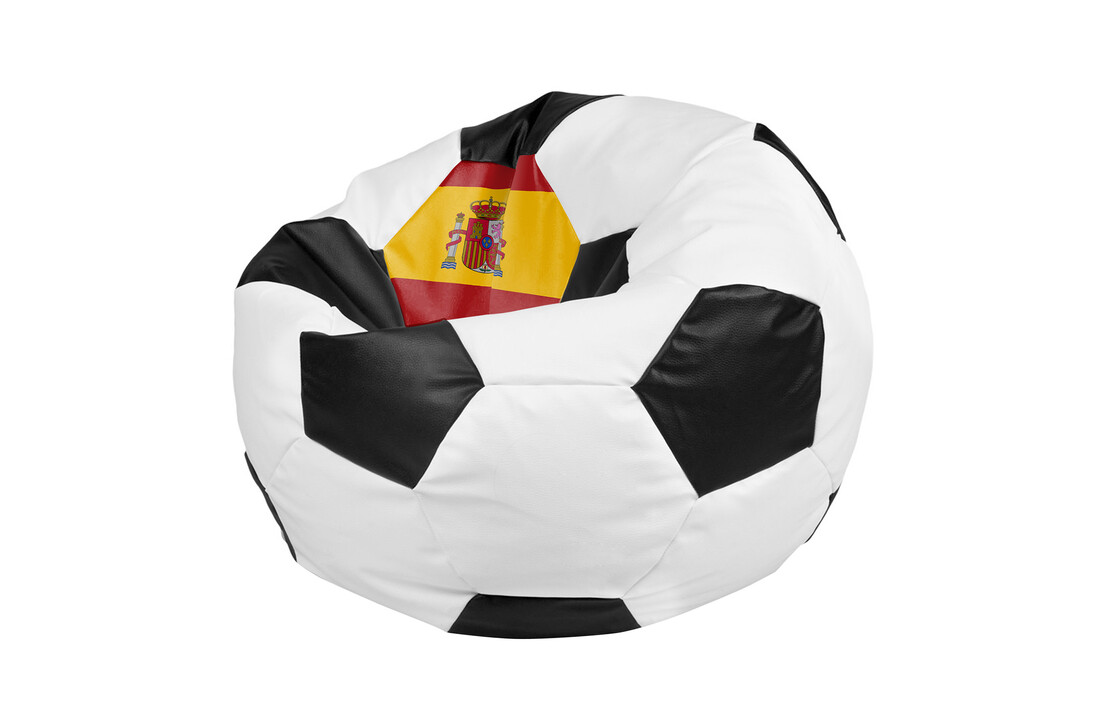 Zitzak kinderen voetbal Spanje | Ø 90 cm | Eco-leer | Geel/Rood