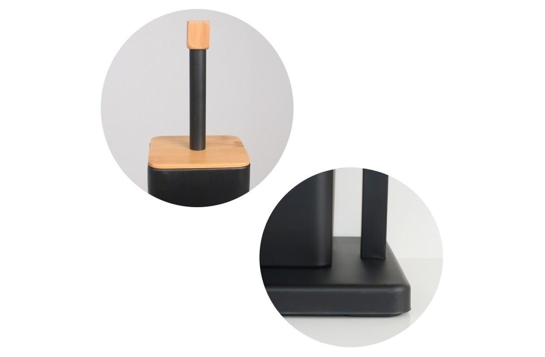 Staande wc rolhouder met borstel - Zwart Bamboe, 20x64cm