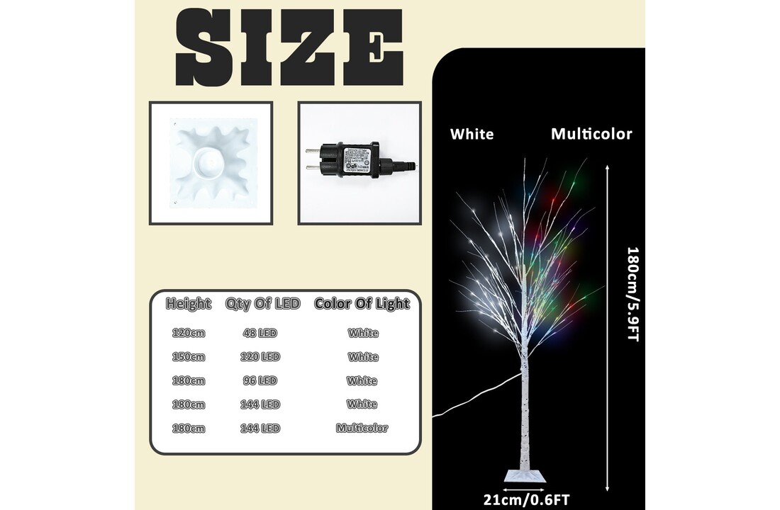 Decoratieboom LED wit 150 cm met 120 koude witte lampjes