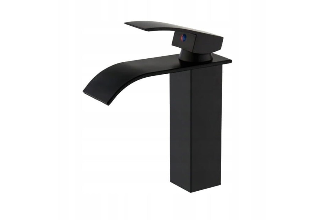 Mat zwarte badkraan hendel - Messing, 18cm hoog, Keramische kop