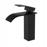 Mat zwarte badkraan hendel - Messing, 18cm hoog, Keramische kop