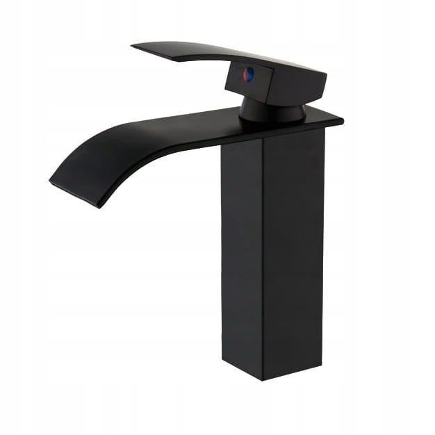 Mat zwarte badkraan hendel - Messing, 18cm hoog, Keramische kop