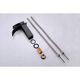 Mat zwarte badkraan hendel - Messing, 18cm hoog, Keramische kop