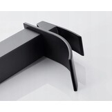 Waterval kraan badkamer mat zwart | Messing | 18 cm hoog