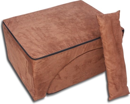 Relaxfauteuil bruin - Opvouwbaar, Suède, 150x60x40 cm