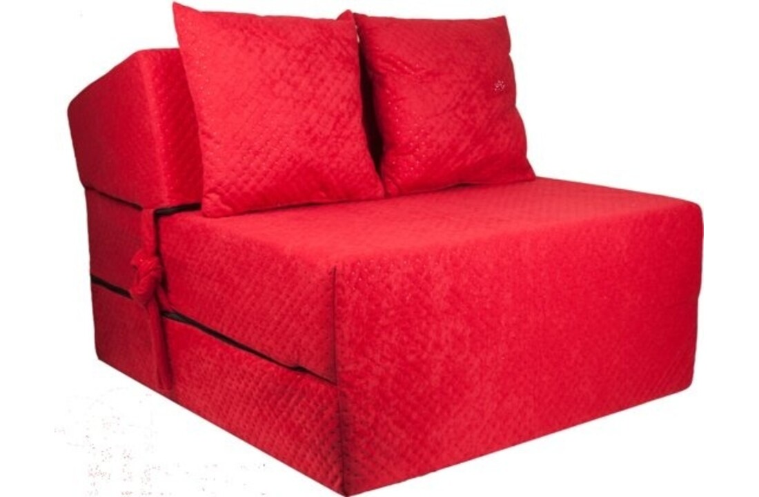 Poef bed 70x200cm Rood Foam - Opvouwbaar Logeermatras