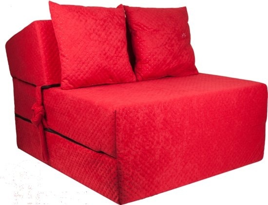 Poef bed 70x200cm Rood Foam - Opvouwbaar Logeermatras