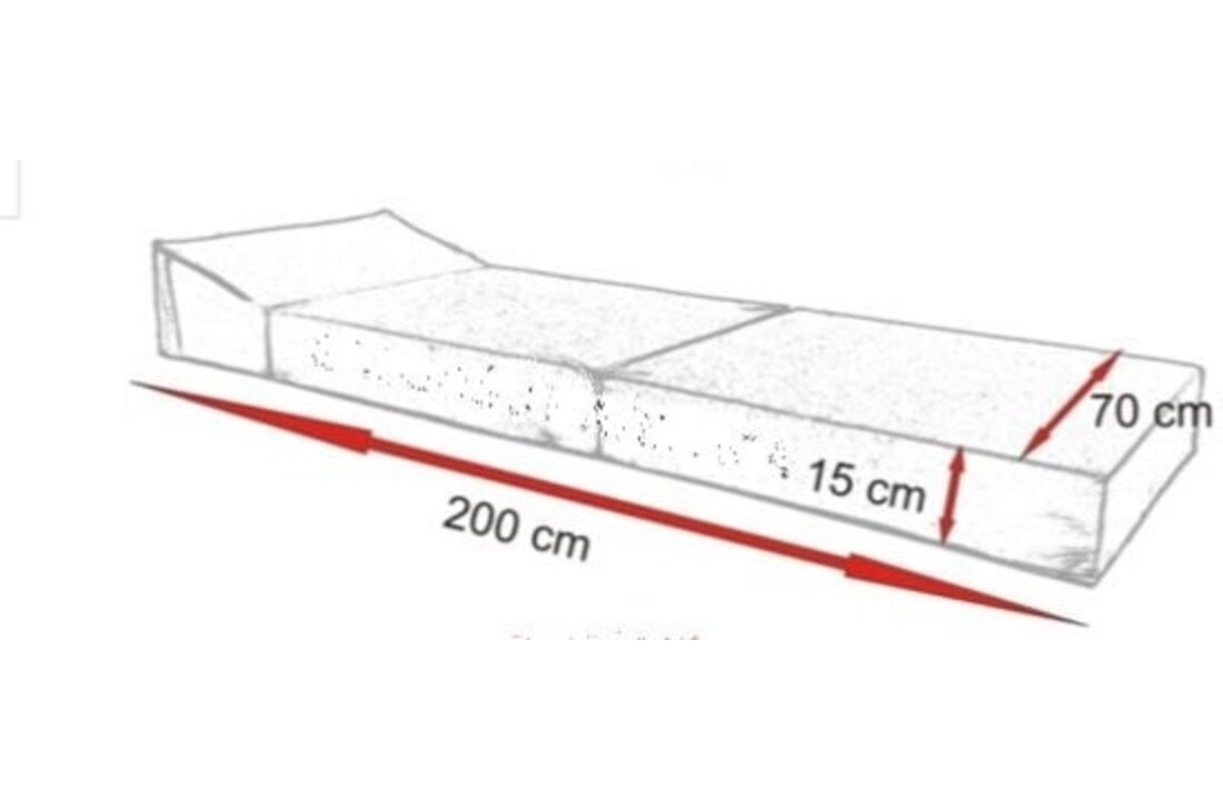Slaapbank met kussen - Opvouwbaar logeermatras 70x200cm rood foam