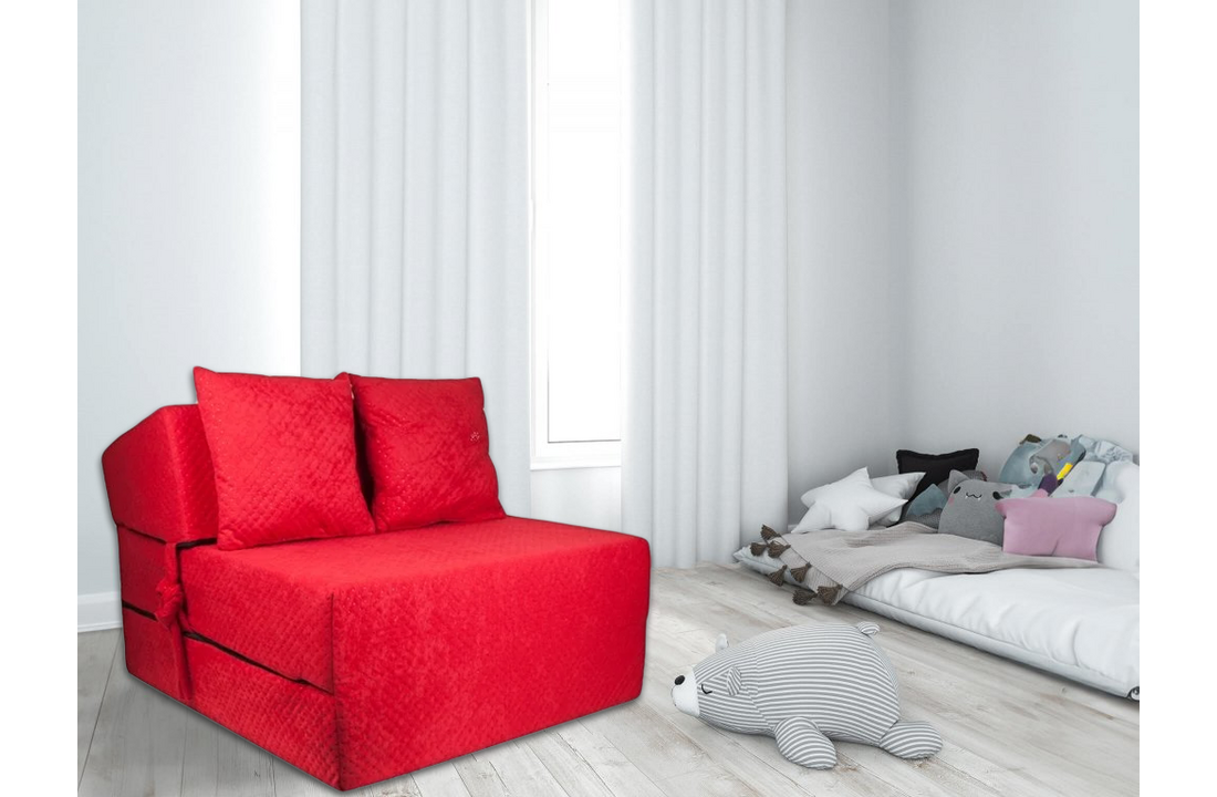 Slaapbank met kussen - Opvouwbaar logeermatras 70x200cm rood foam