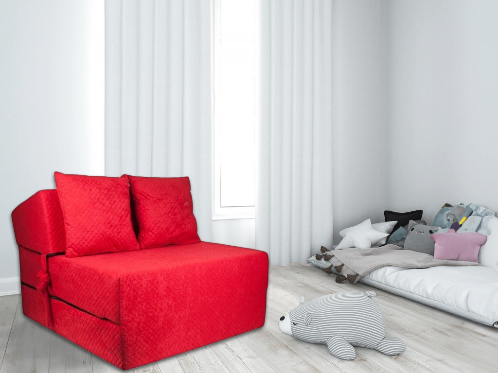 Slaapbank met kussen - Opvouwbaar logeermatras 70x200cm rood foam